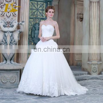 Elegant A-line Sleeveless Button Lace Applique Floor Length Satin Wedding Dress