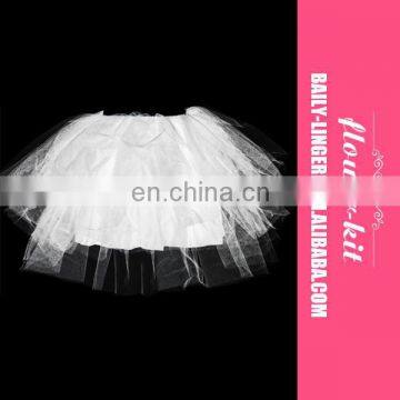 Hot Popular Women Sexy Pure White Mini Tutu Skirt With Mesh Overlay