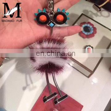 Popular and New Keyring Accessory Genuine Mink Fur Custom Robot Fur Keychain