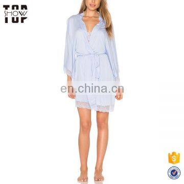 Wholesale clothing lace trim wrap front hot sexy nighty for women