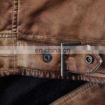 2015 Lastest Fashion Handsome Padded Garment Dyed Men Leather Jacket photo-6