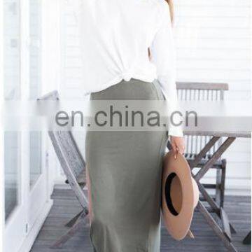 Simple Solid Color Long Fitted Maxi Skirt Wholesale photo-3