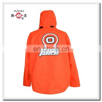 OEM Flourescence Orange 210T Polyester Breathable Rain Jacket With Reflective Logo photo-5