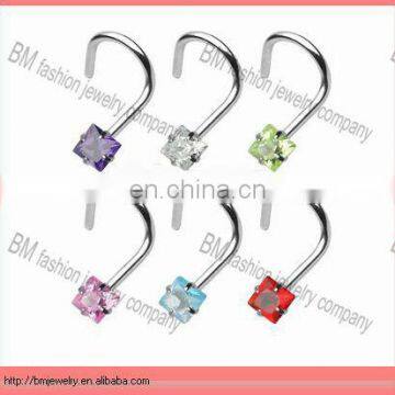 nickel free square diamond nose ring india bdoy piercing jewelry