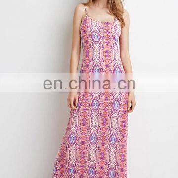 Custom design latest casual printed long dress bohemian quality maxi plus size dresses