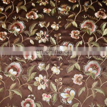 Jacobean Embroidered Satin Fabric.