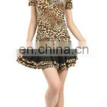 Latest leopard two pcs latin dance costume dress for sale L-7040#