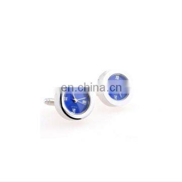 China Manufacturer Stainless Steel Blue Watch Movement Cufflink Men's Work's Cufflink Blue Enamel Watch Movement Metal Cufflink photo-2
