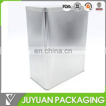 Large rectangular food storage packaging tin box with hinge