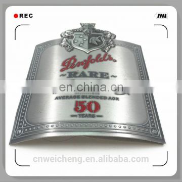 bottle metal label with 3M sticker