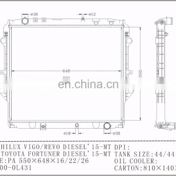 16400-0L431 Radiator for Hilux Revo Hilux Vigo Fortuner Radiator