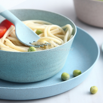 Spot Wheat Straw Tableware Wheat Straw Tableware Set Cup Bowl Set Cutlery, Fork and Spoon Set Anti - Fall Plate Wholesale photo-2