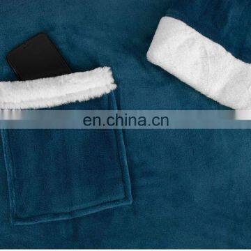 Wearable Blanket With Sleeves Arms Super Soft Warm Comfy Large Fleece Plush Sleeved TV Throws Wrap Robe Blanket for Adult Women photo-5