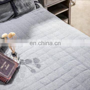 King Size Gray Color Vintage Washed Solid Cotton Quilt and Shams Set /Comfortable Bedding Bed Sets photo-3