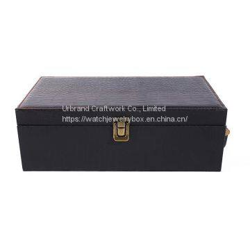 PU Leather Crocodile Pattern Red Wine Double Wine Box Leather Box Double Wedding Gift Box. photo-3