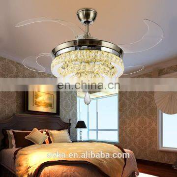 European crystal lamp living room ceiling fan stealth brand fan lights restaurant minimalist fashion