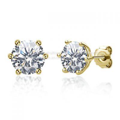 Real 1 Carat D Color Moissanite Stud Earrings For Women 100% 925 Sterling Silver Gold Color Sparkling Wedding Fine Jewelry