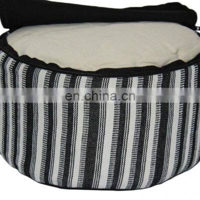 Cylindrical Zebra Striped Zafu Hand Loom Fabric Meditation Cushion Indian Supplier photo-4