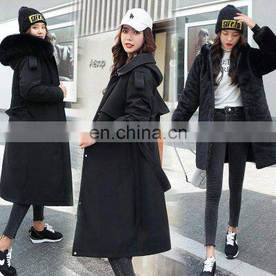 Women's Large Fur Collar Cotton-padded Jacket Women's Long Section Winter New Style Fashionable Over-the-knee One-coat Parkas photo-4