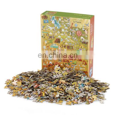 Custom brain game die cutting kids and adult paper jigsaw puzzle 1000 pieces