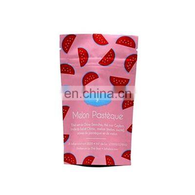 Custom printed Fruit Candy Laminated Food Plastic Stand Up Zipper Pouch Mylar Matte Pink Plastic Flexible Bags