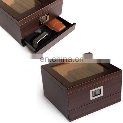 Portable cigar case piano lacquer skylight cigarette box cedar wood cigar humidor