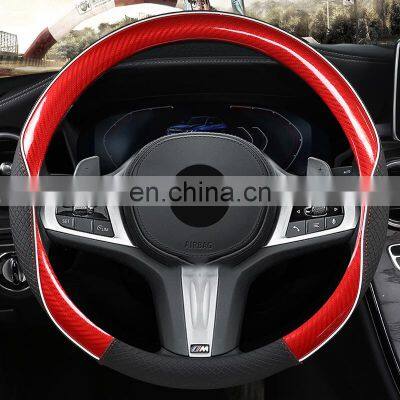 Autoaby Classic Carbon Fiber Pattern Car Steering Wheel Cover Four Seasons Universal 3D Lattice Non-slip Pattern photo-5