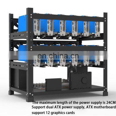 Open Air 12 GPU Rig Case Computer Chassis Dual Power For Graphic Card Rack Support Customization photo-4