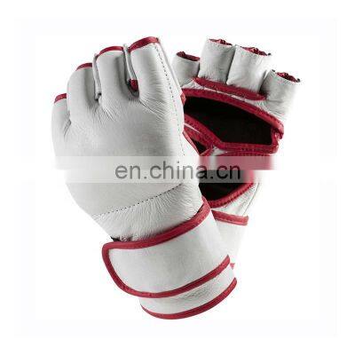 Wholesale Price High Quality Half Finger MMA Muay Thai Real Cowhide Leather Boxing Gloves photo-4