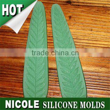 Nicole factory Q0066 handmade long leaf shape cake decorating icing silica gel mold