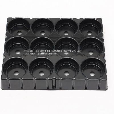 black PET plastic perforate blister trays