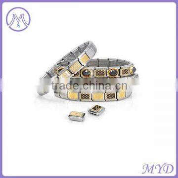 Professional Factory Jewelry Stainless Steel Italian Starter Charm Linked Bracelet