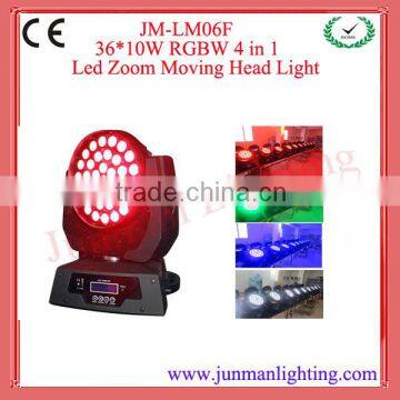 36*10W 4 in 1 RGBW Led Zoom Moving Head Light Moving Head Wash Light Disco Stage Light