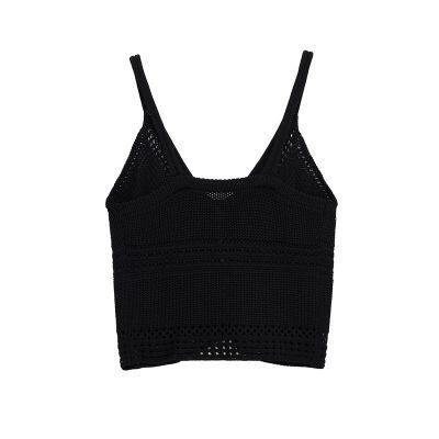 Spring new European and American style round neck women's design sense niche temperament suspender knitted sweater