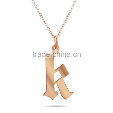 Newest Design Rose Gold Stainless Steel Gothic Initial Necklace