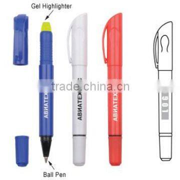 Gemini Pen Highlighter Yellow Gel Crayon Ink and Black Ball Pen 2 in 1 Customized Gift