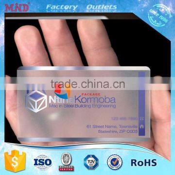 MDC30 CMYK full color plastic clear card/ transparent card/ transparent business card