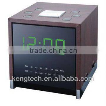MDF WOOD CASING CUBE SHAPE LED DISPLAY ALARM CLOCK RADIO