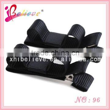 Wholesale black ribbon girls hair clips handmade snap hair clips