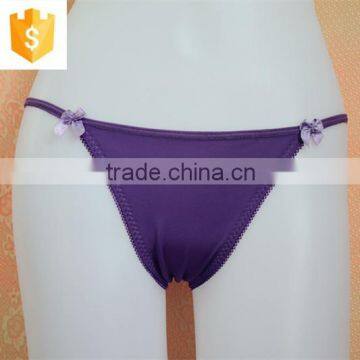 Fashion top quality purple lace embroidery flower transparent panty