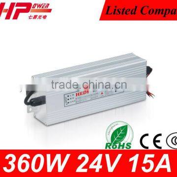 CE RoHS high frequency waterproof constant voltage single output 15a 360w 24v ac dc regulated switch mode power supply