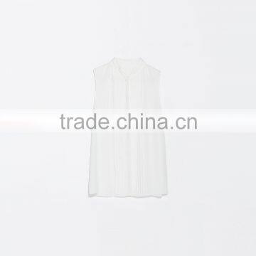 Ladies Chiffon Sleeveless Pleated Blouse