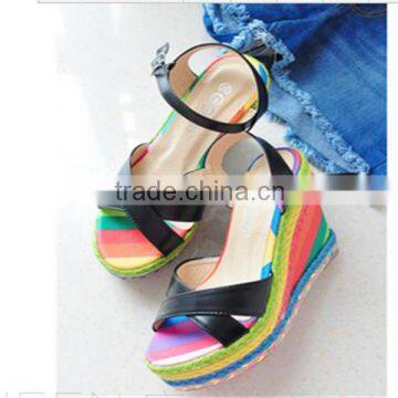 hidden wedge heel casual shoes shoes factory china European women wedge sandals