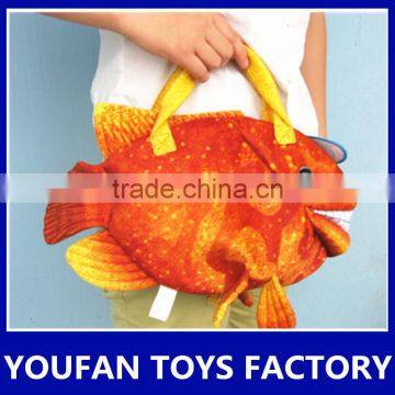 Funny fish shape print model plush toy bag handbag