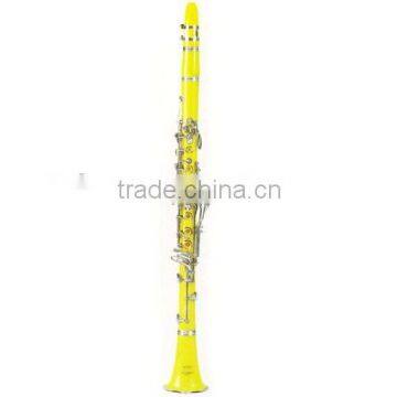 High Grade ABS Plastic Yellow Clarinet, Bb Clarinet, 17 Key Sopran Type, With Case