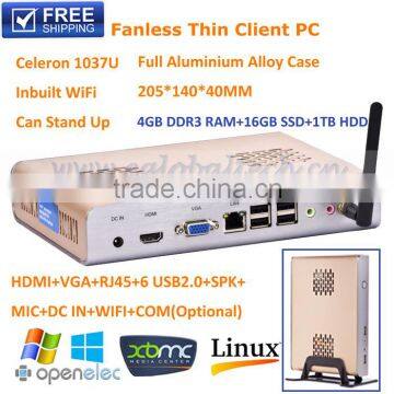 Fanless thin client PC Celeron 1037U Support PXE and Cloud desktop virtualization