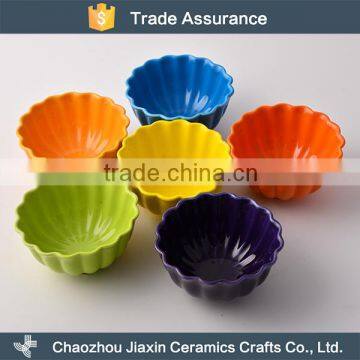 Wholesale colorful flower shape ceramic salad bowl