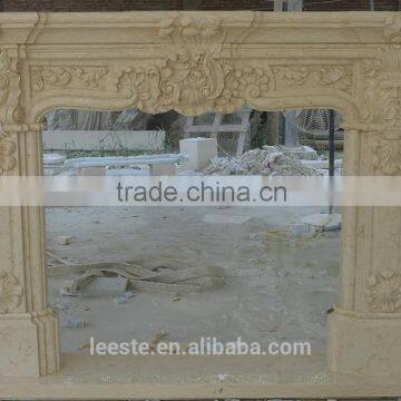 Cheap European Hand Carved Beige Marble Fireplace surround