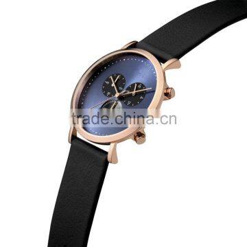 2016 Slim Chronograph Wrist Watch Leather Strap Multi-purpose Watch for Men and Women