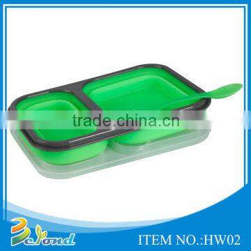 OEM design high quality portable compartment food storage kids silicone school lunch box